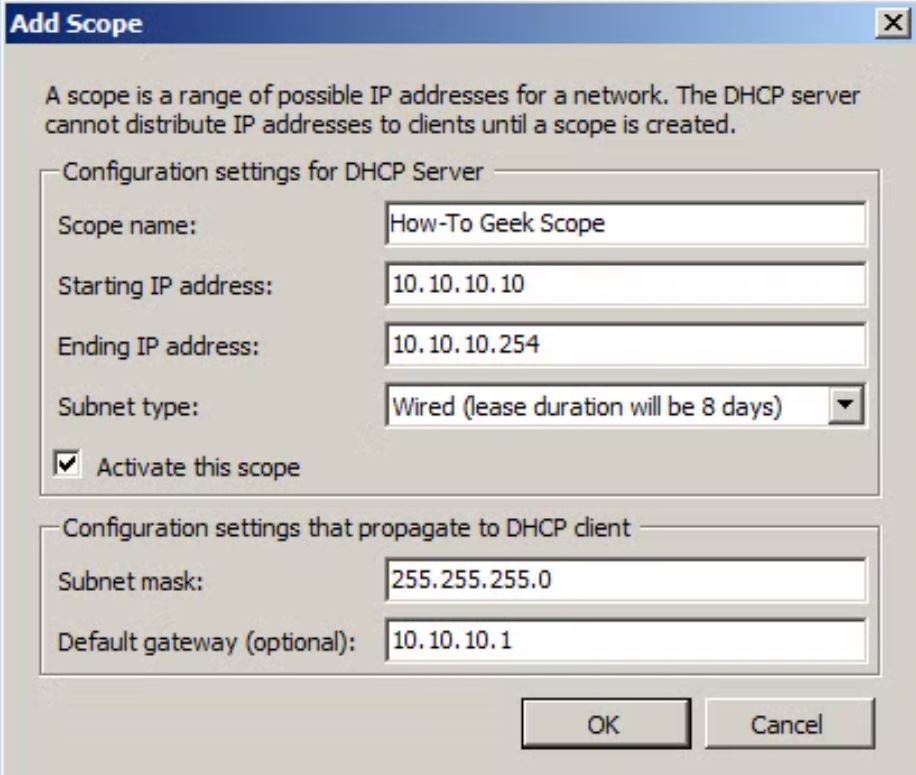 ایجاد Scope در DHCP