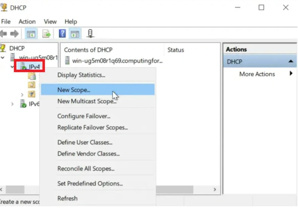 ایجاد Scope برای اختصاص IP