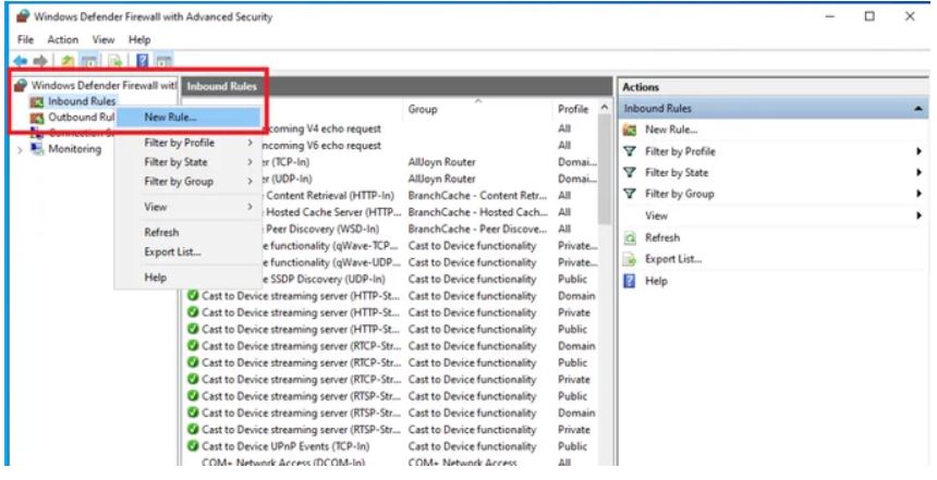 ایجاد Rule جدید در Windows Firewall