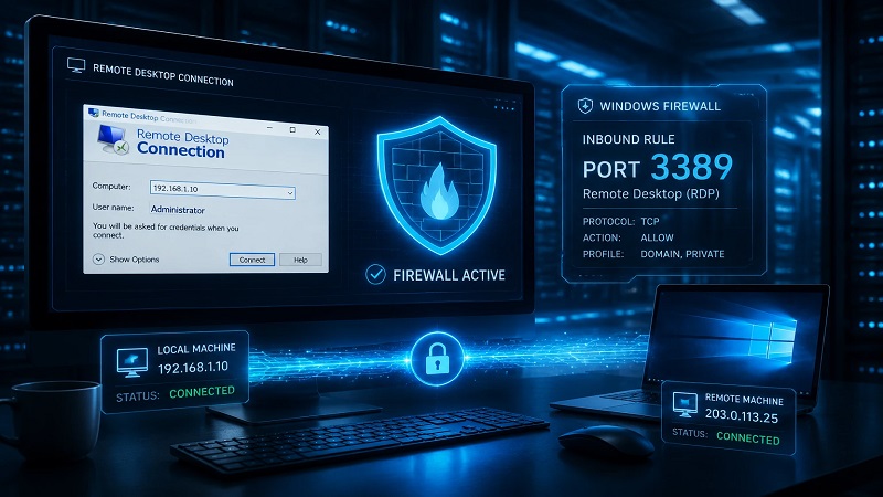 آموزش تنظیم فایروال ویندوز برای فعالسازی ریموت دسکتاپ