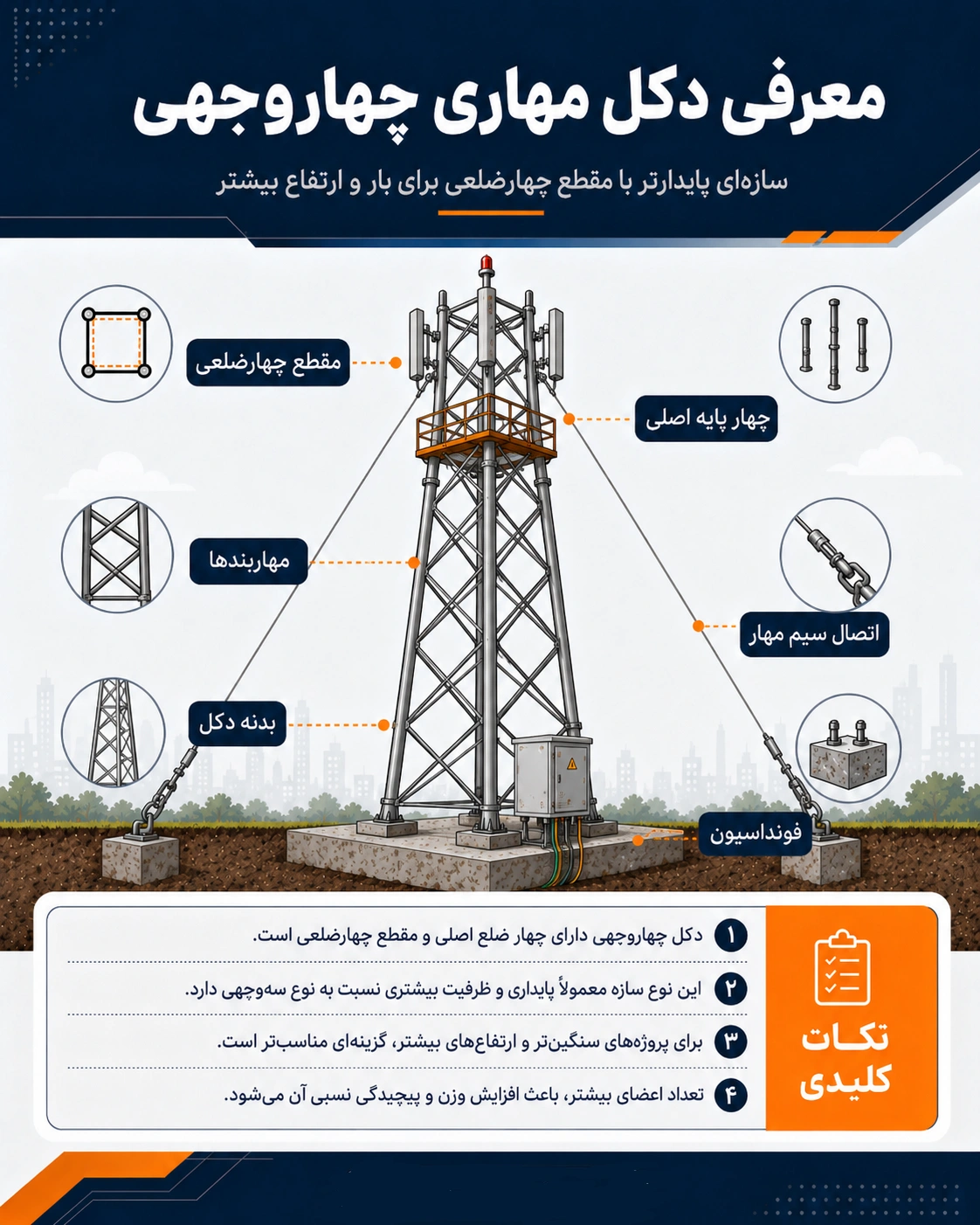 راهنمای انتخاب بین دکل مهاری سه وجهی و چهاروجهی