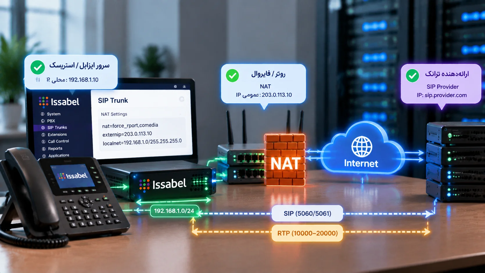 خطاهای NAT در SIP Trunk